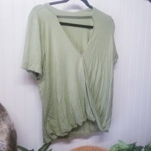 NWT Amelia James Green Draped Knit Blouse Size Med